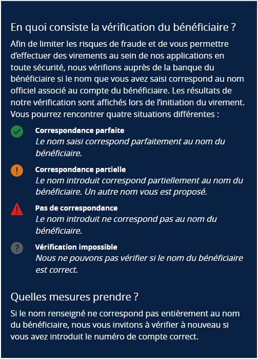 Vérification du bénéficiaire