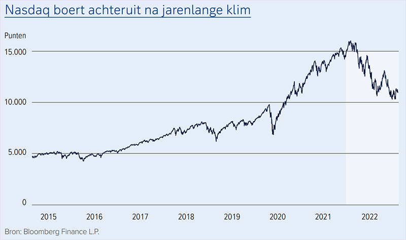 Nasdaq boert achteruit na jarenlange klim