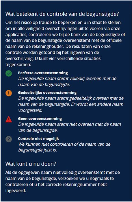 Verificatie van de begunstigde Verificatie van de begunstigde